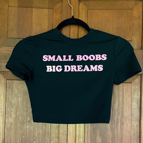 SHEIN Tops - SHEIN Black Top with Pink Text